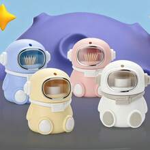1pc New Astronaut Automatic Pop-Up Toothpick Holder, Creative Cartoon Toothpick Tube For Home, Press To Dispense, Automatic Rebound Retrieval, Dust-Proof Sealed Anti-Dust, Thick And Durable, Rounded Edges For Hands, Cute Astronaut Design, Macaron Multi-Color Options - Multicolor - View 3