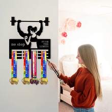 1PC Fitness Weightlifting Gold Silver Bronze Medal Display Rack, Metal Wall Decor Storage Rack, Suitable For Sports Awards, Weather-Resistant Display Collection, Perfect For Sports Enthusiasts And Athletes, Indoor And Outdoor Use, Ideal Gift For Sports Fans And Champions - Black - View 6
