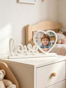 1 Stück weißer herzförmiger Foto-Rahmen für den Schreibtisch, minimalistisches elegantes Herz-Design, geeignet für Babyartikel, Neugeborene Mädchen, Mädchengeschenk, Neugeborene Jungen - Verschiedenfarbig - Übersicht 1