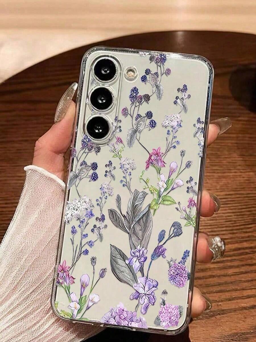 1 Piece Soft Phone Case With Artistic Floral Pattern, Compatible With Huawei Honor, Compatible With Redmi, Compatible With Galaxy A04e/12/A13/A14/A34/A50/A52/A53/A54/S21/S22/S23/S24/S25/S25Ultra/S25FE/S26/S26 PLUS/S26 ULTRA/S26 EDGE, 6A/7A/8A, 12T/13T/15T/15T Pro, International Version, Not The Domestic Version - 透明 4 - 查看 1