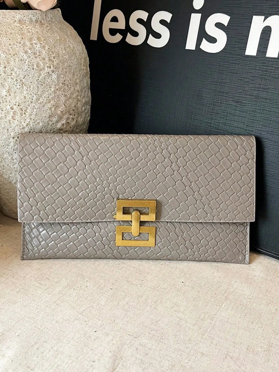 New Niche Design Fashion Crocodile Embossed Envelope Clutch Bag Vintage Women's Purse - Light Grey - View 1