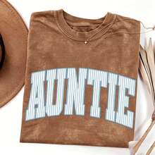 [100% Cotton][100% Cotton] ®   Auntie Shirt, Aunt Shirt, Plaid Auntie, New Aunt Gift, Pregnancy Announcement, Gift For Aunt, Pregnancy R - 棕色 - 查看 1