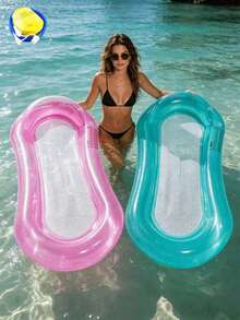 1 pieza Colchoneta flotante inflable, estilo minimalista transparente, con diseño de almohada, degradado de color gelatina, apta para uso en piscina de agua y playa, asiento flotante inflable para descansar, flotador de piscina inflable, bomba de aire se vende por separado - Varios estilos - Ver 17
