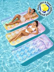 1 pieza Flotador inflable de piscina de verano, material de PVC, patrón de cielo estrellado con lentejuelas hueco, cama flotante inflable, balsa de piscina inflable, adecuado para fiesta de piscina de vacaciones, bomba de aire aleatoria incluida - Cama flotante en cueva de cielo estrellado - Ver 21