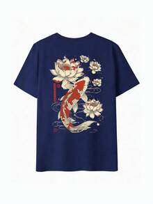 2026新款大尺碼女款T恤，3件組夏季新時尚多圖案休閒圓領短袖T恤，百搭中式風格鯉魚、仙鶴與跑車圖案 - 彩色 - 查看 7
