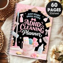 ADHD Cleaning Planner (Spiral Bound) - Color-Coded Cleaning Schedule, Daily/Weekly/Monthly/Yearly Planner, Chore List, & Cleaning Log For Home, Office, Housewives And Moms, Cover Design, Task Management, Essential For Working Professionals - A - View 2
