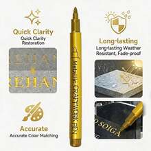 1pc Tombstone Marker Pen, Permanent Weather-Resistant Oil-Based Paint, Quick-Drying Fine Tip, For Repairing Faded Text On Granite, Marble, Tombstones, Cemetery Monument Maintenance, Cemetery Inscription Restoration, Tile And Stone Color Recovery, Especially Suitable For Cemetery Care, Waterproof And Sun-Resistant Oil-Based Paint Pen, Gardening Supplies Pen - Multicolor - View 4
