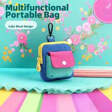 Macaron Style Portable Coin Purse & Mini Storage Bag - Compact Nylon Pouch, Suitable For Earphones, Lipstick, Makeup Remover - Travel, Gym, Daily Use - Cute Small Storage Bag - Multicolor - View 5