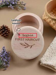 1 pieza Caja de madera para guardar el primer corte de pelo del bebé - Almacenamiento de colección de cabello y dientes - Recipiente de recuerdos de nacimiento - Regalo y decoración del hogar - Multicolor - Ver 1