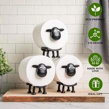 1pc Sheep Shaped Toilet Paper Holder Freestanding Bathroom Set 3D Printed Black Sheep Tissue Roll Rack Creative Storage Cute Decor Funny Animal Design Bathroom Accessories Whimsical Home Organization Solution Perfect Gift Idea - Black - View 1