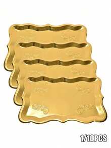 10pcs 9"X13" Gold Rimmed Elegant Rectangular Paper Plates, With Gold Rim Borders, Suitable For Dessert Displays, Parties, Birthday Gatherings, Weddings, Showers, Picnics, Daily Use, 1 Pack - Multicolor - View 1
