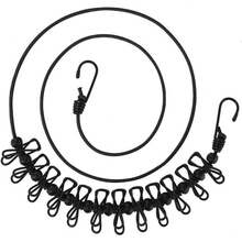 1 Pack Retractable Elastic Clothesline With 12 Clothespins, Windproof Portable Laundry Drying Line, Black Heavy Duty Travel Accessory For Hotel, Vacation, Balcony, Backyard, Camping & RV Outdoor Use - Black - View 12