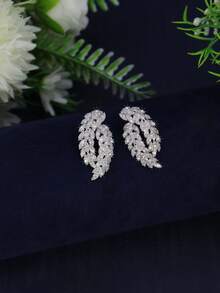 1 Pair Cubic Zirconia Pendant Earrings, Maple Leaf Design Fashion Women's Jewelry Gift, Suitable For Daily Wear, Party, Banquet, Wedding, Friend Gift (Gift Box Packaging) - Geometric Maple Leaf Design - View 8