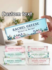 1pc Customized Floral Acrylic Desk Name Plate, Personalized Engraved Office Nameplate, Employee Name Tag, Retirement Gift, Reception Desk Nameplate, Teacher Appreciation Gift, New Hire Gift, Administrative Office Desk Decor, Promotion Appreciation Desk Nameplate - Multicolor - View 2