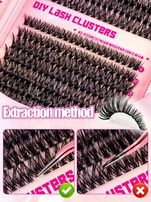 Large Capacity Eyelash Book 640pcs Soft D Curl Cluster False Eyelashes, Mixed 30D/40D/50D/60D 9-16mm, Fluffy Dense DIY Lash Extensions, Suitable For Beginners, Daily, Dramatic And Cosplay Makeup - Black - View 8