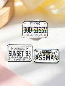 電視節目授權車牌琺瑯胸針 加州日落 93 德拉瓦州 壞城市 奧地利 Assmann 幽默 電影愛好者禮物 - 彩色 - 查看 6