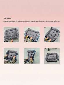 1pc Soft Pet Bed For Cats And Small Dogs - Plush Polyester Fiber Filled, Blue Paw Print Pattern, Durable Indoor Sofa Cushion, Easy To Clean, Comfortable And Cozy, Suitable For Indoor Pets, Cat Nest, Fun Pet Design, Easy-To-Clean Material - Multicolor - View 9