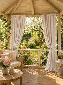 FLYINGCURTAINS 1PC Waterproof Indoor/Outdoor Curtain Panel – Solid-Color Polyester, Thermal-Insulated Blackout Curtain With UV Protection. Suitable For Balcony, Gazebo, Porch, Kitchen, Dining Room, Living Room, Bedroom, Study, Etc. Home Decor; Sold Individually - C - View 12
