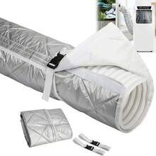 Un ensemble de housses de protection améliorées pour tuyau de climatiseur, comprenant 2 sangles réglables, housses d'isolation pour tuyau de climatiseur convenant aux climatiseurs portables avec des évents de tuyau d'échappement de 5,9 pouces. - Modèle en feuille d'aluminium A - Voir 1