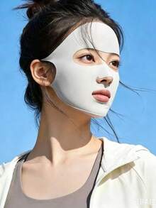 1pc Women's Sun Protection Face Mask, Summer Ice Silk Ultra-Thin Full Face UV Protection, Suitable For Golf, Running, Sports, Breathable Open Design - Multicolor - View 2