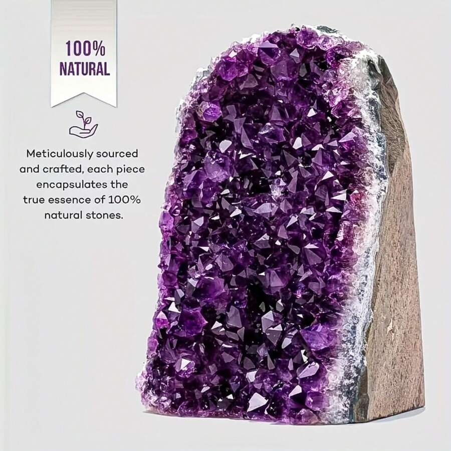 1pc AA+ Grade Natural Amethyst Cluster With Crystal Sprouts, Perfect For Crystal Display And Collection, Natural Earth Beauty, Excellent Home Decor Choice, Suitable For Valentine's Day, Christmas And Other Occasions, Also A Great Gift, Including Crystal Gifts For Parents - Purple - View 1