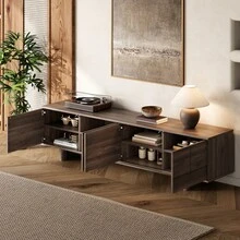78 Inch Modern TV Stand TVs Up To 85, Entertainment Center With With Solid Wood, Management, Push-Openers, Soft-Closing Hinges & Adjustable Shelves Living Room - 1 - View 5