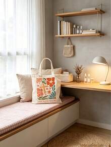 Women's Colorful Tote Bag, Inspired By Christian Theme, Large Fashion Design, Decorated With Floral And Cross Patterns, Suitable For Daily Commute - Multicolor - View 6