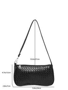 Tas Bahu Wanita Model Baru Serbaguna dengan Tekstur, Dapat Digantung di Bawah Lengan - Hitam - View 5
