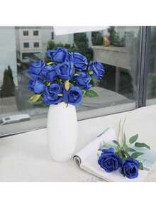 1/5/12/20/40pcs Deep Blue 20 Inch Valentine's Day Gift Artificial Flowers, High-End Artificial Roses, Suitable For Home Decor, Room Decor, Tabletop Decor, Wedding Decor, Bridal Bouquet, Wrist Corsage, Bouquet Materials - Blue - View 3