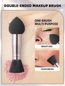 Juego de 3 piezas de herramientas de maquillaje profesional de doble extremo, diseño multifuncional para base/corrector/polvo suelto, esencial de viaje, regalo perfecto para maquilladores/principiantes - Multicolor - Ver 7