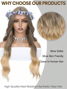Long Ombre Blonde Wavy Wig For Women 26 Synthetic Heat Resistant Fiber Wig For Daily Party Use - Multicolor - View 8