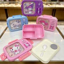SANRIO 三麗鷗可愛分格便當盒/午餐盒,可微波,適合戶外使用,密封防漏且防交叉污染,便攜卡通風格附湯匙 - 彩色 - 查看 3