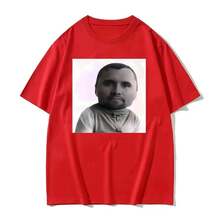 Camiseta Gráfica Divertida con el Meme de la Cara de Bebé de Charlie Kirk, para Hombre y Mujer, Estilo Clásico de Moda, Manga Corta, Estilo Harajuku Urbano - Rojo - Ver 7
