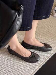 2026 Spring/Summer New Women's Shoes Bow Decor Ballet Flats - Brown - View 5