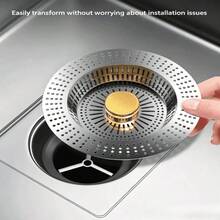 不鏽鋼水槽濾網過濾器 廚房通用蔬菜盆漏水塞 碗盤洗滌槽彈跳式排水芯 - 多色 - 查看 6