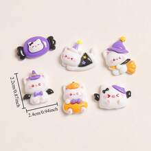 6/12pcs Halloween Witch Cat Fridge Magnets, Pumpkin Cat Fridge Stickers, Essential Kitchen Home Decor, Room And Office Desk Accessories, Cute Resin Cat Fridge Magnets, Halloween Gifts - Multicolor - View 3