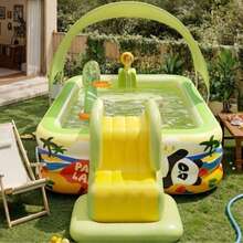 2026 New Panda Theme Inflatable Swimming Pool, 3-Layer Thickened Portable Foldable Home Water Play Pool, Yard Camping Picnic Outdoor Party Family Water Play Pool, Beach Summer Small Water Park (Accessories Not Included) - A - View 1