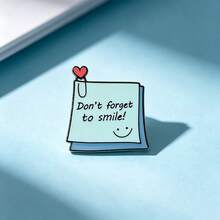 Don't Forget To Smile 琺瑯胸針 時尚裝飾胸針飾品 翻領包包徽章首飾禮物 - 淺藍色 - 查看 7