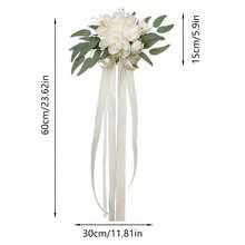 1/6/12件組婚禮走道椅背裝飾花，玫瑰婚禮椅背花，附葉子與緞帶，適用於婚禮儀式裝飾，長椅椅背花 - 彩色 - 查看 8