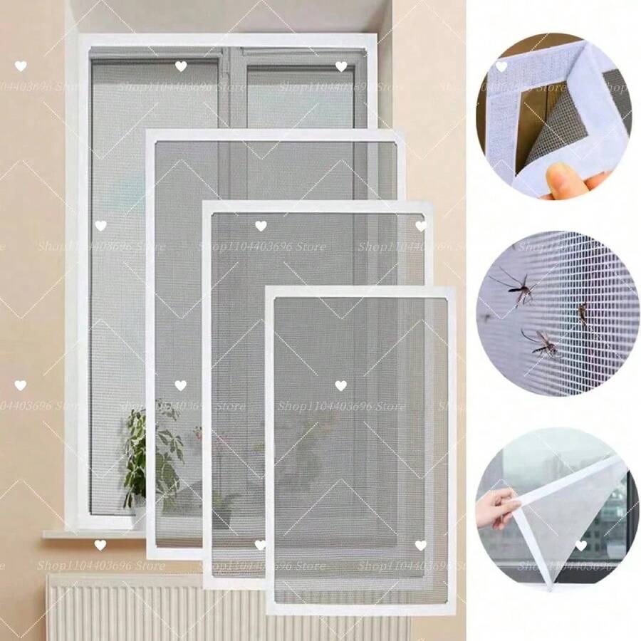 1pc Self-Adhesive Invisible Mosquito Net, Summer Mosquito Protection, Easy Operation, Detachable White Mesh Screen, No Drilling Required, With Hook And Loop - Multicolor - View 1