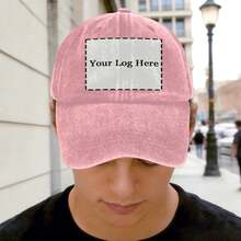 Custom Personalized Vintage Washed Baseball Cap, Custom Logo Text Photo Print Distressed Dad Hat, Personalized Customized Gift For Birthday Father's Day Mother's Day Christmas Holiday - Pink - View 6