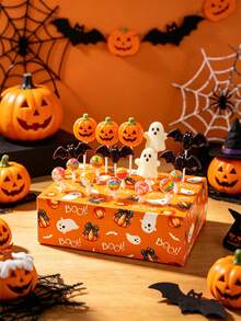 1pc Halloween Lollipop Display Stand, Halloween Castle Boo Ghost Pattern Lollipop Holder, Halloween Candy Cake Dessert Display Stand, Reusable Halloween Lollipop Storage Box, Halloween Party Candy Gift Packaging Supplies, Trick Or Treat, Halloween Party Table Centerpiece Decor, Halloween Party Supplies, Halloween Cake Decoration, Room Decor, Halloween Party Decoration, Halloween Gift, Party Favors - Halloween Pumpkin - View 10