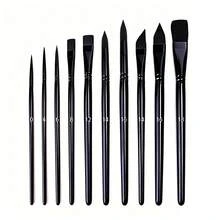 Juego de 10 pinceles profesionales: 5 tipos de pinceles básicos (puntiagudo, plano, lengua de gato, angulado) adecuado para técnicas de pintura con acuarela, acrílico, óleo y gouache - Multicolor - Ver 13