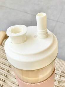 850ml 防摔 PC 材質珍珠奶茶杯，防燙可愛水壺，適用於牛奶、咖啡、茶、果汁等現代簡約飲品，防漏蓋，時尚設計，灰色/粉色/綠色三色可選，適合生日禮物、新年禮物、音樂節禮物、馬拉松能量補給、健身珍珠奶茶伴侶，適用於戶外購物、旅行、露營、運動、徒步、野餐或作為畢業/開學小禮物 - 彩色 - 查看 4