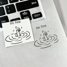 1pc "I'm Fine" Funny Sarcastic Metal Sticker - Waterproof Glossy Paper Laptop Sticker, Humorous "I'm Fine" Design, Easy To Peel And Stick, Suitable For DIY Tech Accessories (Single Use) - Silver - View 5