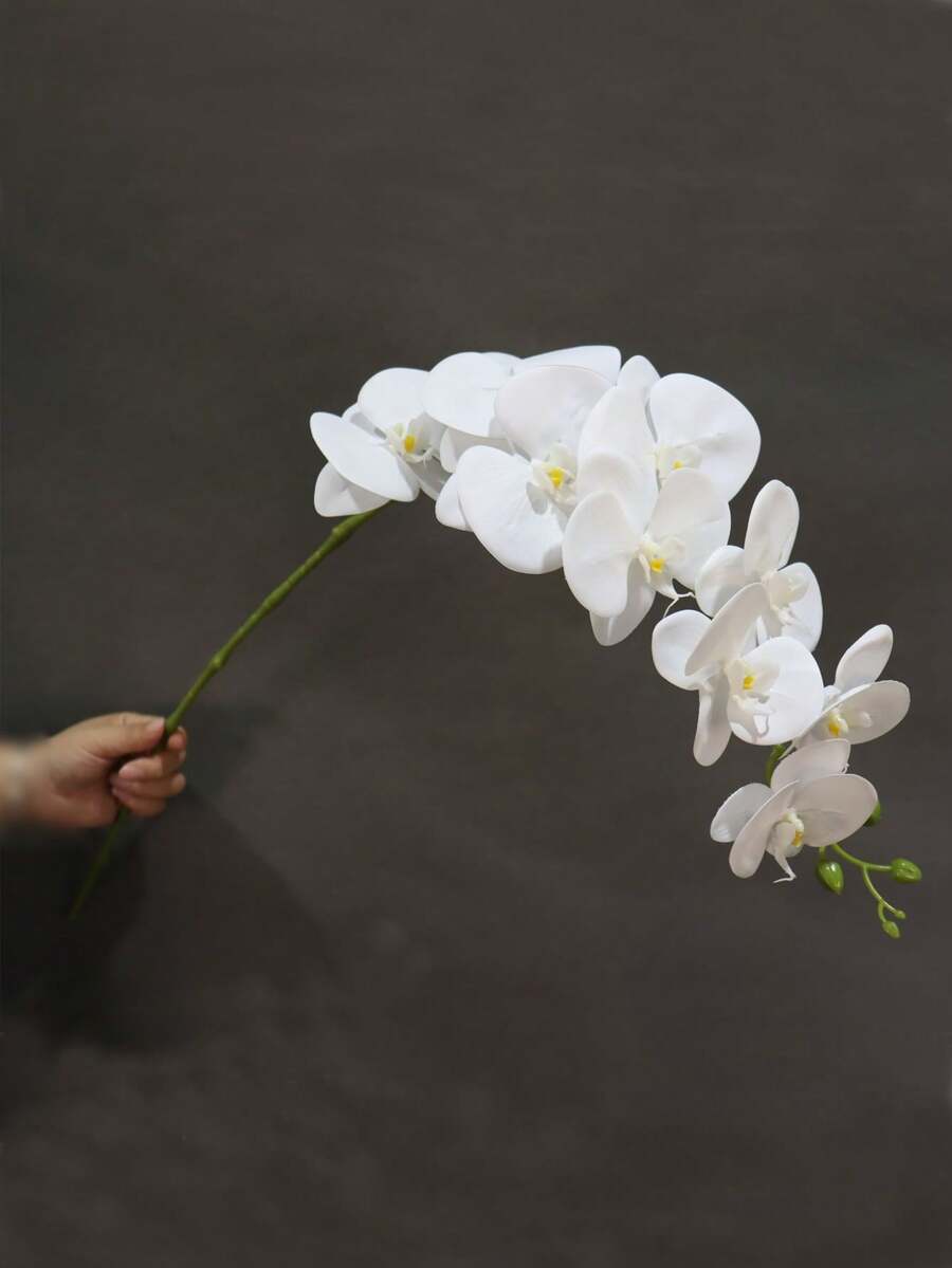 1/2pcs Artificial Large Branch Phalaenopsis Orchid, Home Aesthetic Floral Decoration, Wedding Decor, Holiday Party Supplies, Home Decor, Room Decoration, Random Style Shipped - White - View 1