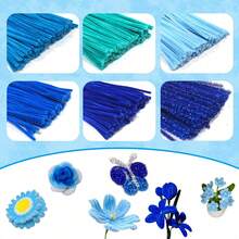 100 / 300 / 600 piezas Limpiapipas azules, 6 limpiapipas azules surtidos, limpiapipas para manualidades navideñas, tallos de chenilla para proyectos de manualidades DIY - Azul - Ver 3
