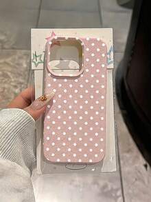 1PC Lychee Texture Polka Dot Phone Case Compatible With 17Promax 16Pro 15 14 13 12 11 Simple Fashion Women's - Multicolor - View 2