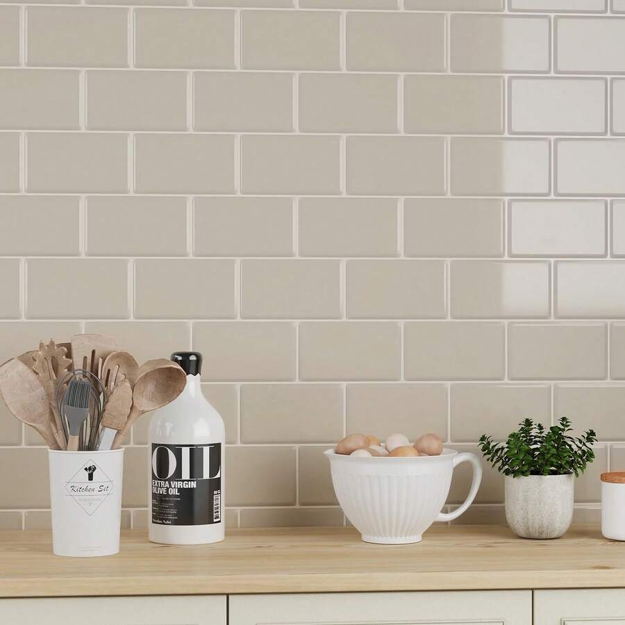 1/10/20 piezas 11.56in X 8.38in Azulejos de Metro Autoadhesivos para Pared, Pegatinas de Azulejos Autoadhesivas, Resistentes al Agua y a las Manchas, Decoración DIY Removible para Cocina, Baño y Festividades (Albaricoque Crema), Pegatinas para Salpicadero de Cocina, Autoadhesivas. Resistentes al Agua, al Aceite y al Calor, Adecuadas para Cocina, Sala de Estar, RV, Baño, Decoración de Paredes del Hogar - T80762 Albaricoque - Ver 1