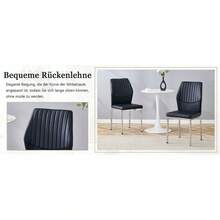 [Set Of 4] Stylish Dining Chairs In A Lightweight Luxury Style / Modern Dining Room Set / PU Backrest With Vertical Embossing + Metal Legs / Load Capacity 120 Kg, Easy To Assemble / Suitable For Dining Rooms Or Living Rooms In A Lightweight Luxury Design. - 黑色+銀色 - 查看 10